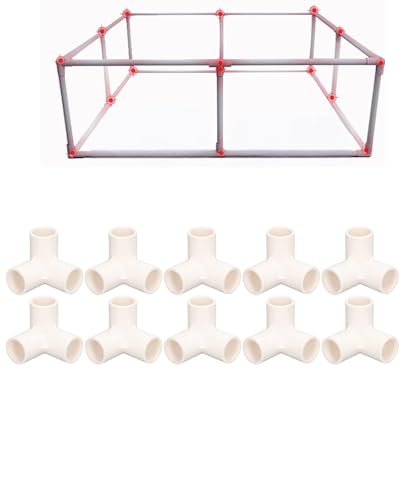 10 accesorios de codo de PVC de 3 vías, accesorios de tubería de 3 vías, codos de tres vías, diámetro interior de 25 mm para la conexión de la tienda de campaña del marco de invernadero(Blanco)