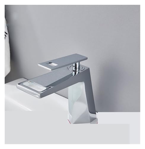 Grifo cascada para lavabo monomando que evita salpicaduras negro oro