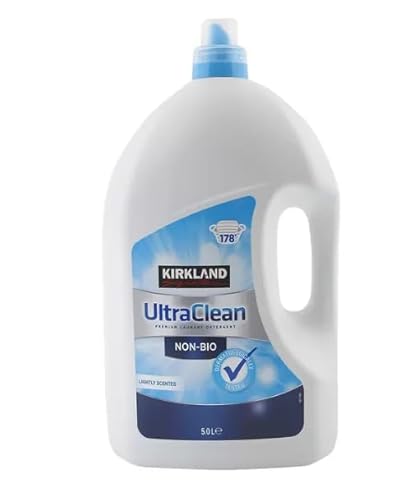 Kirkland Signature Ultra Clean Non Bio Laundry Liquid, 5L (178 Washes) – Powerful Stain Removal, Hypoallergenic Formula for Sensitive Skin, Long-Lasting Freshness, Eco-Friendly Packaging