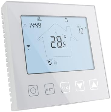 KETOTEK Digital Thermostat WiFi für Boiler Heizkessel 3A 230V Unterputz | Programmierbar Raumthermostat Gastherme WLAN Kompatibel mit Alexa, Tuya/Smart Life APP Steuerung, Weiß