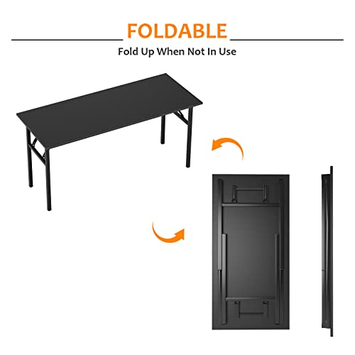 Need Computer Desk Office Desk 62 Inches Folding Table With Bifma Certification Computer Table Dining Table No Install Needed, Black #TOP5