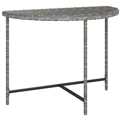 vidaXL Mesa de Jardín Comedor Cocina Patio Terraza Balcón Camping Mobiliario Muebles Soporte Exterior de Ratán Sintético Gris 100x50x75 cm