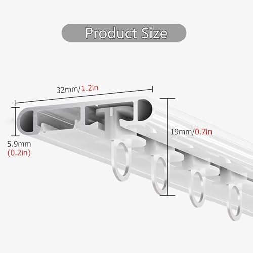 Riel de techo ultrafino de aluminio blanco 3,6 m para cortinas 3