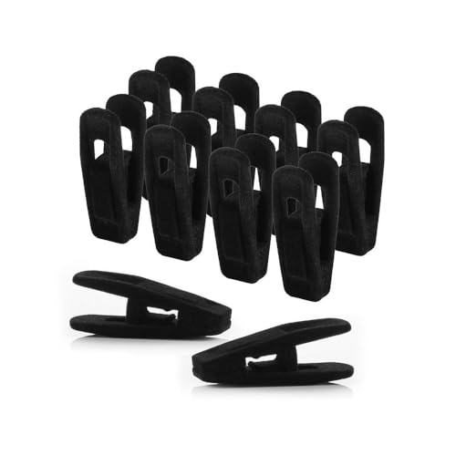 Negro Pinza de Perchas,24 Piezas Perchas de Terciopelo Clips Negro Pantalones Perchas Pinzas Fuerte Finger Flocked Clips para Colgar Pantalones Faldas Prendas