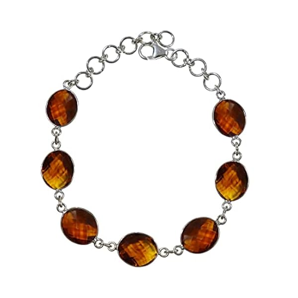 Autentico Braccialetto Di Design Fatto A Mano In Argento Sterling 925 Per Le Donne, Braccialetto Di Moda Con Pietre Preziose Citrine, Gioielli Da Regalo E Da Festa