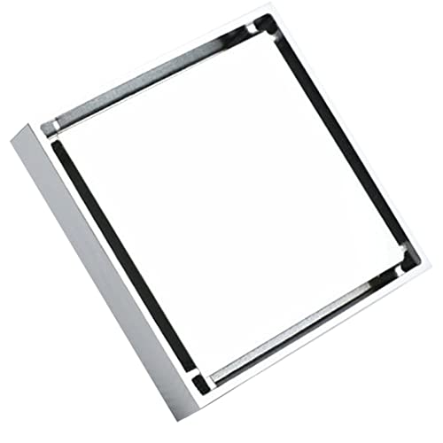 Suqare Drianer de Douche, Siphons de Sol Invisibles de 4 Pouces avec Insert de Carrelage, Siphon de Sol de Douche en Acier Inoxydable avec écrans Amovibles, Siphon de Sol de Salle de Bain(Brossé)