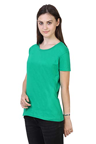 Image of FLEXIMAA Women's Cotton Plain Round Neck Half Sleeve T-Shirt