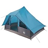 HOMELEN Tipi Tent with Roof Blue Family Camping Tent Waterproof Taffeta Material 364 x 281 x 257 cm Large Outdoor Shelter with E-Port Light Hanger for Garden Terrace Picnic Stargazing Adventures