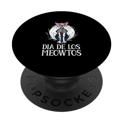 Sugar Skull Cat Lover Skeleton Feline Dead Muerte México Day PopSockets PopGrip Intercambiable