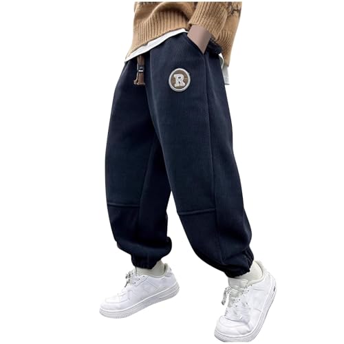 Sweatpants for Teen Boys Baggy Casual High Waisted Corduroy Jogger Pants Fall Warm Y2K Preppy Drawstring Trousers