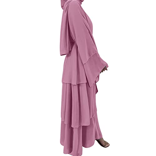 Muslim Abaya Dress for Women - Long Sleeve Islamic Dubai Abaya Cardigan Robe - Middle East Prayer Dress with Hijab