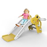 Toddler Slide,Kids Slide Playset for Toddler,Indoor Outdoor Slide Toddler Playset with Ball & Hoop, and Non-Slip Steps,Gift for Boys and Girls 1-3 Years (Yellow)