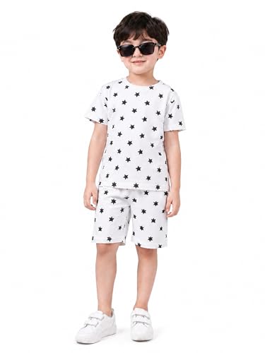 Image of Kidbea Kids Cotton Clothing Set | Ultra-Soft Printed Half Sleeve T-shirt & Shorts Set Comfort Fit Casual Wear for Boys & Girls