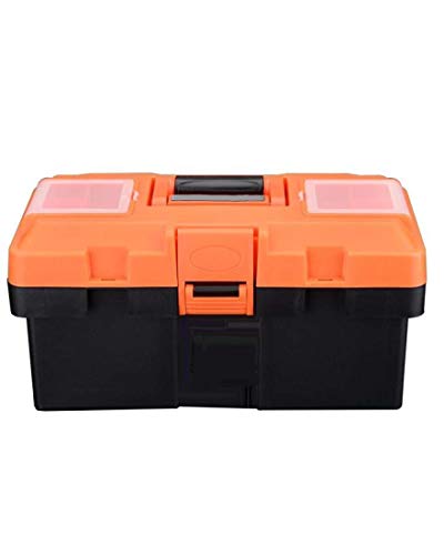 Edward Tools Heavy Duty Plastic Tool Box 14 - Small Top Accessory Boxes - Grip Handle - Removable Organizer Tools Tray - Secure Latch Locking Lid - Sturdy Frame