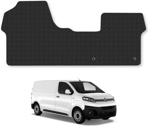 Floor Mats for Citroen Dispatch (2016+) Rubber Tailored Fit Van Mat Set Black Accessory Custom Fitted 1 Piece Front - Anti-Slip, Heavy-Duty & Waterproof with Clips