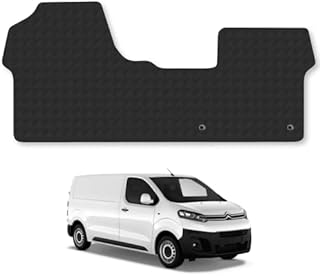 Floor Mats for Citroen Dispatch (2016+) Rubber Tailored Fit Van Mat Set Black Accessory Custom Fitted 1 Piece Front - Anti-Slip, Heavy-Duty & Waterproof with Clips