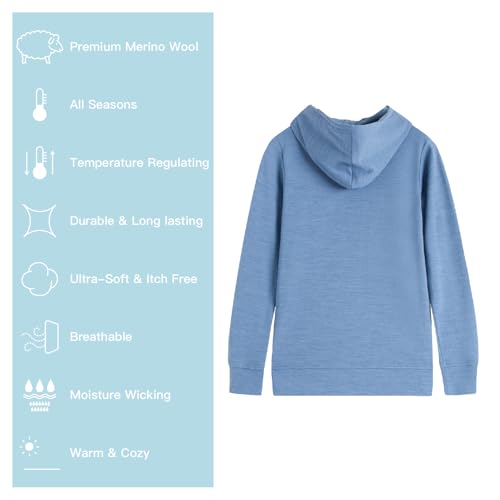 MERINNOVATION Merino Wool Cotton kids hoodies for boys girls Classic Merino Thermal Hooded Sweatshirt for children2