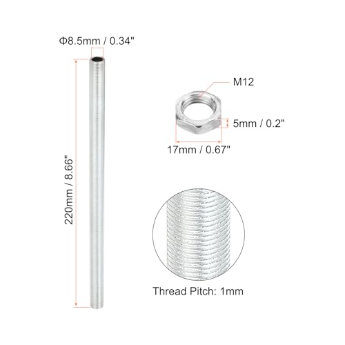 PATIKIL M12 Thread 8.66" Lamp Pipe Kit with Lock Nuts - Image 2
