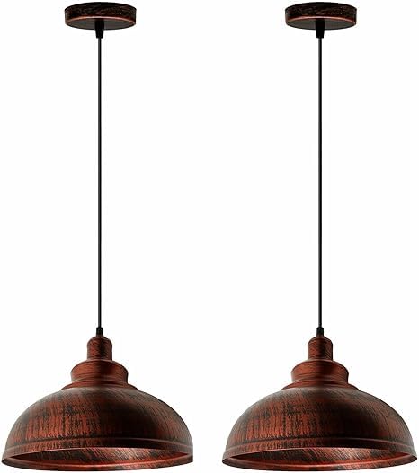 Vintage Pendant Dome Light Shade Industrial Hanging Pendant Light Ceiling Lighting for Dining Room, Bar, Clubs and Restaurants (Rustic Red)