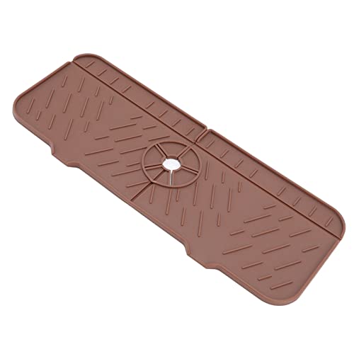 Ghzste Faucet Absorption Mat Washable Reusable Silicone Water Catcher Mat Sink Countertop Kitchen Bathroom RV (Brown) - Image 3