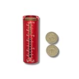Pool Metal Aluminum Quarter Coin Holder, Spring Loaded, 33 Coin Capacity, Transparent Slot, Measuring Function (Red)