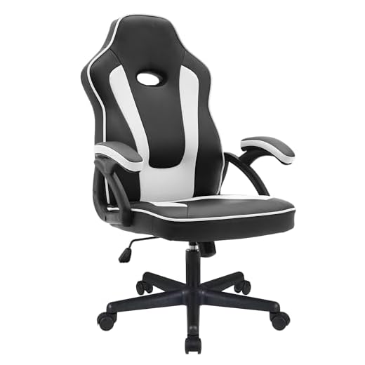 Play haha. Spelstol kontorsstol svängbar stol datorstol ergonomisk konferensstol arbetsstol ländrygg stöd PU läder justerbar uppgiftsstol gaslyft SGS testad (Vit)