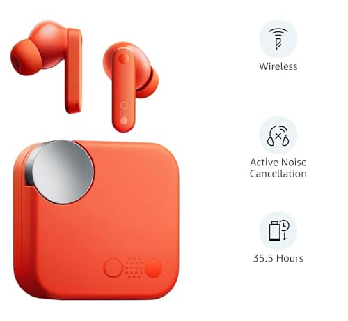 Image of CMF Buds with 45 dB ANC, Ultra Bass Technology & Upto 61 Hours of Battery Life Bluetooth Headset,4HD Mics,USB-C Charging Case,13mm Drivers,Water Resistant,Easy Use for iPhone,Apple Compatible (Orange)