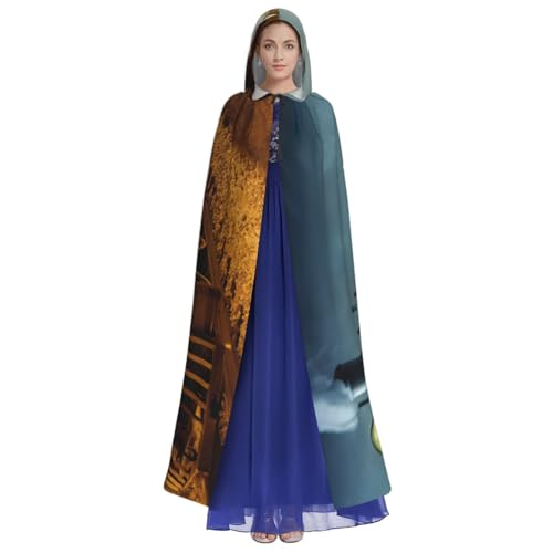 Cape à capuche médiévale train 140 cm pour cosplay et carnaval - 3