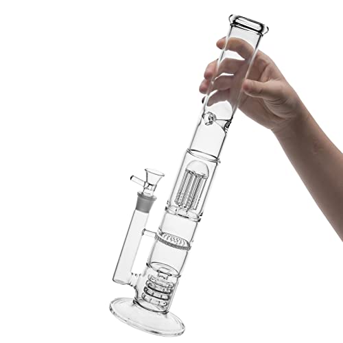 RORA Fajka wodna – bongo z miską 18,8 mm, wysokość 42 cm, platforma wiertnicza, duże szklane bongo z akcesoriami (przezroczysta)