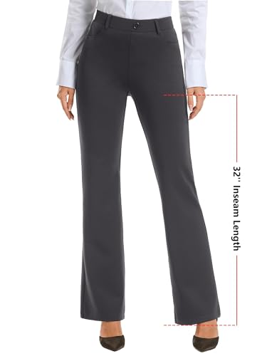 Image of Stelle Women 28 inch /30 inch / 32 inch Bootcut Dress Pants Business Casual Work Pants with Pockets Pull On Regular Slacks for Office
