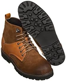 CALTO Men's Invisible Height Increasing Elevator Shoes - Brown Nubuck Distressed Leather Round-Toe Lace-up Ankle Boots - 3.3 Inches Taller - K8702 - Size 8 D(M) US | Image 4