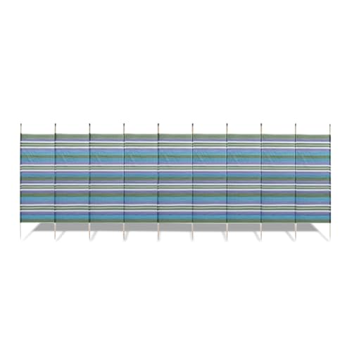 Image of KKTECH 10 Pole Wind Breaker – Windbreaker Camping, Wind Breaker for Beach, Heavy Duty Outdoor Windbreak Garden Privacy Screen, 10 Pole 5FT Tall Wooden Panel Shelter (Green, 10 Pole (5ft x 20ft))