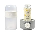 BEABA Ultra Fast Bottle Warmer, Baby Food Heater (3-in-1) Warm Milk in Just Two Minutes, BPA and Lead Free, Simple Temperature Control, Fits All Bottle Sizes - Even Wide Neck (Cloud)