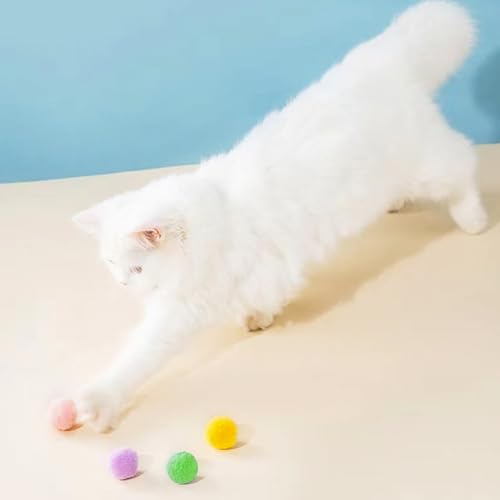 20 Pièces Pompons pour Chat,Balles Chat,Chat Jouet Boules,Balles de Chat Douces,Jouet Chat Interactif Interieur pour Chat,Interactive Training Jouets pour Chat,Multicolores(3cm) – Image 6