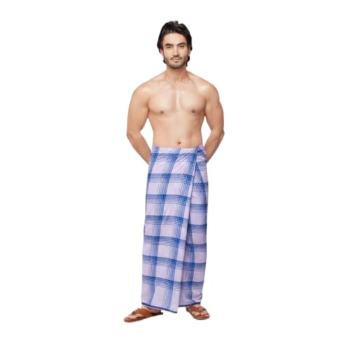 Image of Men's Cotton Lungi white (Multi-Coloured,) Pack of 2