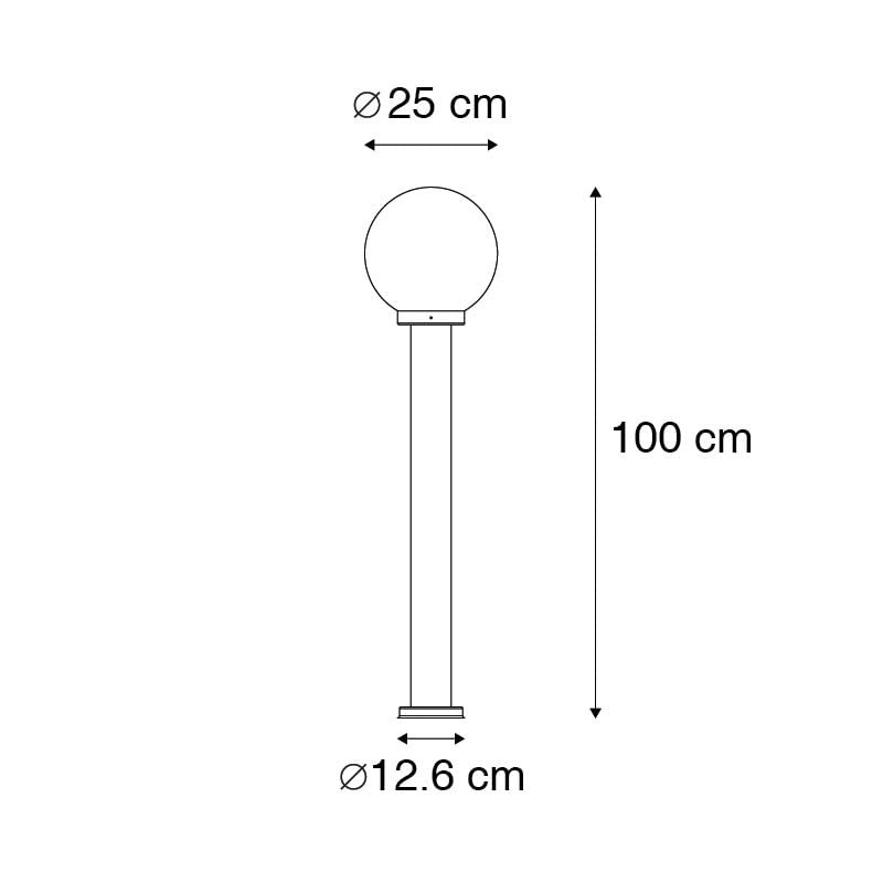 Qazqa - Nowoczesna lampa zewnętrzna słup stal nierdzewna 100 cm - Sfera - E27 | 1 światło - Stal nierdzewna - Odpowiednie dla Oświetlenie zewnętrzne