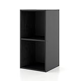 Homes: Inside + Out Apexa 2-Cube Storage Organizer Shelves, Stackable Wood Bookcase Fits Cubby Bins for Organization, Dorm Teen Room Decor & Home Office, Black
