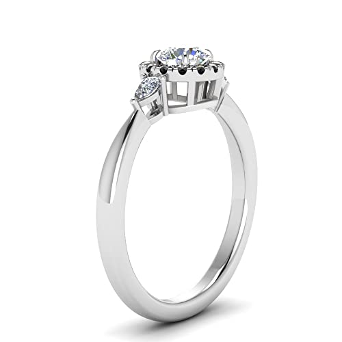 Image of Sterling Silver Sapphire & CZ Diamond Halo Engagement Ring with Pear Accent, Round Shape, Wedding & Everyday Jewelry for Women, US Sizes 4-12
