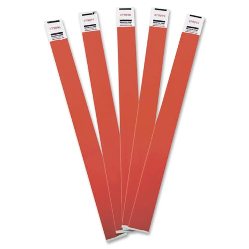 Advantus Tyvek Numbered Wristband, Red, 100 per Pack (75441)