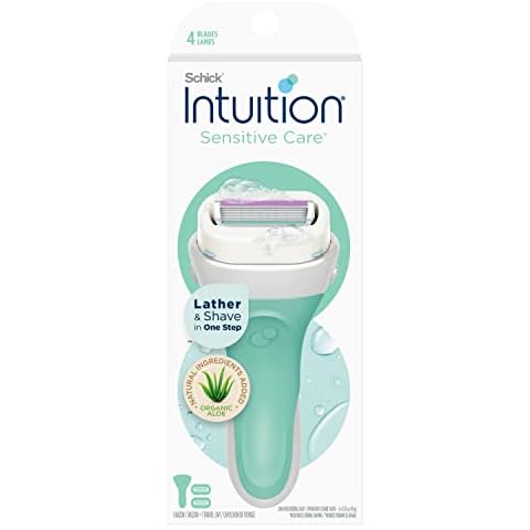 Schick Intuition Sensitive Care Razor for Women with 2 Moisturizing Razor Blade Refills with Natural Aloe Cover