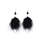 Toyvian 1par Pendientes Largos de Plumas Negras para Mujer Colgantes Suaves y Ligeros Accesorios Elegantes para Fiestas y Uso Diario