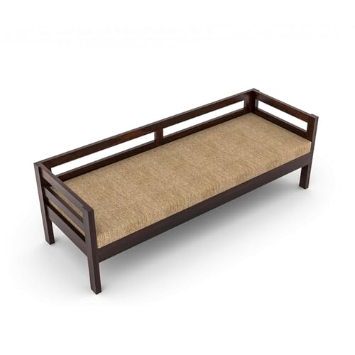 Image of ONIJA Solid Sheesham Wood 3 Seater Sofa Cum Diwan Couch Bed for Living Room Bedroom Furniture Three Seater Sofa Wooden Diwan Sofa Settee for Home, Hall, and Office (Walnut Finish)