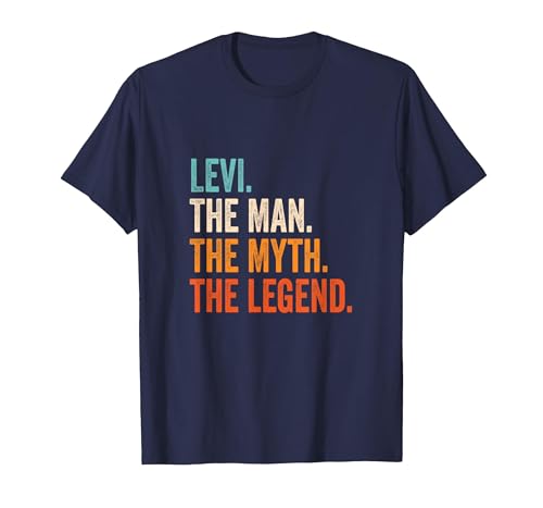 Levi The Man The Myth The Legend First Name Levi T-Shirt, Men, Navy Blue, Medium