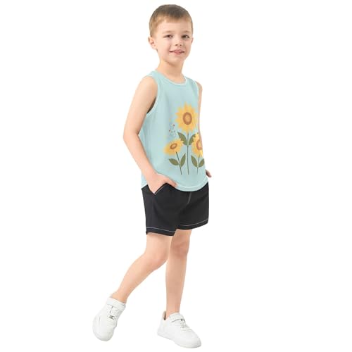 Sunflowers Boys' Tank Tops Sleeveless Summer Vest Tee Kids Toddler Undershirt for Biking Jogging Beach 3T4