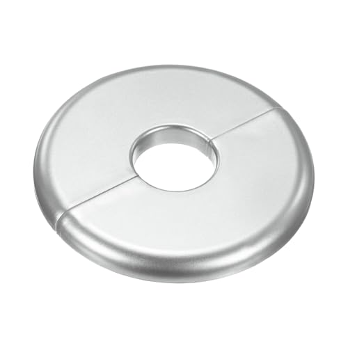M METERXITY 1-Pack Wall Split Flange, ABS Round Self-Adhesive Escutcheon Plate Cover Buckle for 22mm/0.87in Dia Pipe Accessories/Floor/Ceiling, Plumbing Cover Plates [Silver,6mm/0.24in H]