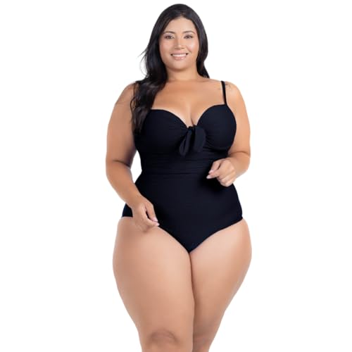 Body Maiô Costas Nuas Modelador Disfarça Barriga Drapeado Cor:Preto;Tamanho:G2(52)
