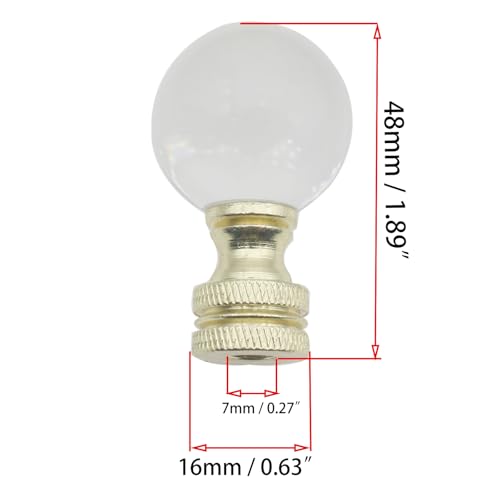 Image of 1Pcs Crystal Lamp Finial Clear Glass Lamp Finial Cap Knob Lamp Decoration for Lamp Shades /Tiffany Style Lamp(Gold Base) (Pack of 2)