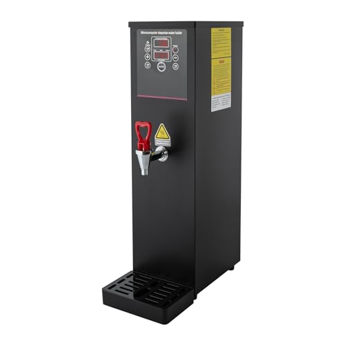 Commercial Water Boiler 2500W Automatic Heating Commercial Water Dispenser Tabletop Water Boiler For Tea & Coffee Shops, Restaurants, Homes, Offices 15L Black/Silver (Black)