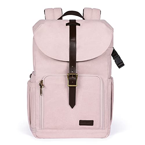 BAGSMART-Camera-Backpack-Anti-Theft-DSLR-SLR-Camera-Bag-Water-Resistant-Canvas-Backpack-Fit-up-to-15-Laptop-with-Rain-Cover-Tripod-Holder-for-Women-and-Men-Pink