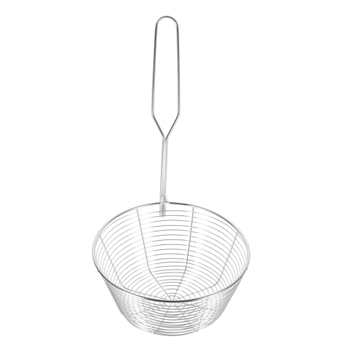 Toyvian Colador para Pasta de Acero Inoxidable con Mango Antiescaldante Cesta Ligera con Diseño de Malla para Escurrir Grande Utensilio de Cocina Práctico con Gancho para Colgar